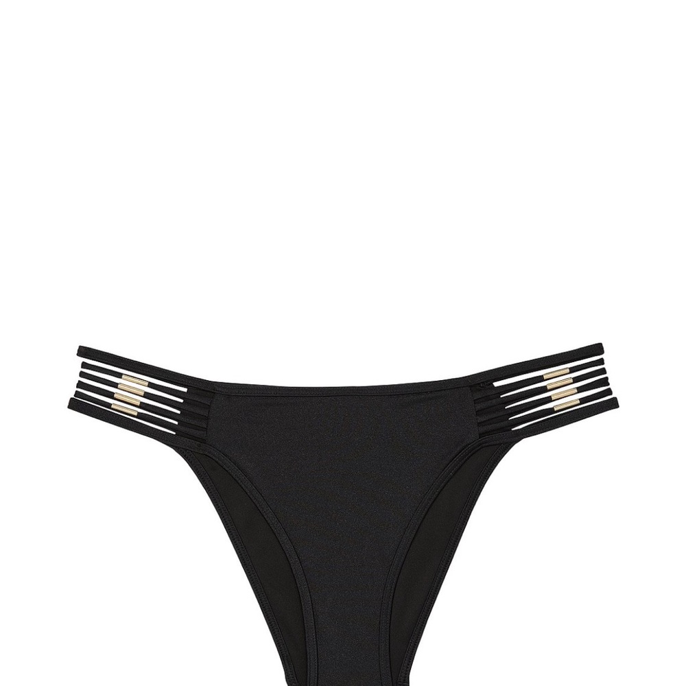 NWT size M Victoria's Secret Black Strappy Bikini with Hardware